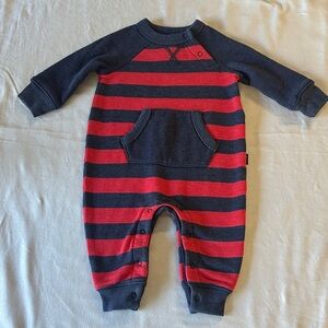 GAP - LIKE NEW - Red and Navy Striped Kids Footie Romper/jumpsuit